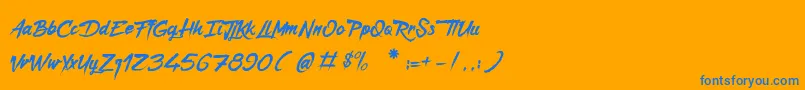 フォントCaptainRedemption – オレンジの背景に青い文字