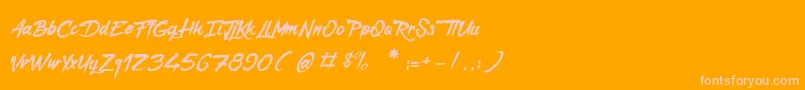 CaptainRedemption-Schriftart – Rosa Schriften auf orangefarbenem Hintergrund