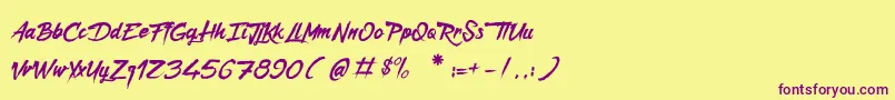 Шрифт CaptainRedemption – фиолетовые шрифты на жёлтом фоне