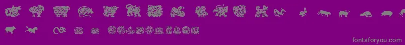 Czcionka ChineseZodiacTfb – szare czcionki na fioletowym tle