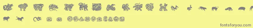 ChineseZodiacTfb Font – Gray Fonts on Yellow Background