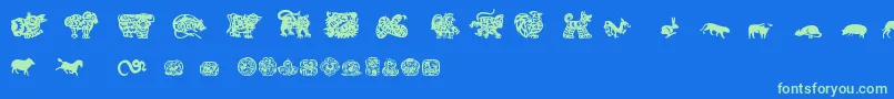 Fonte ChineseZodiacTfb – fontes verdes em um fundo azul