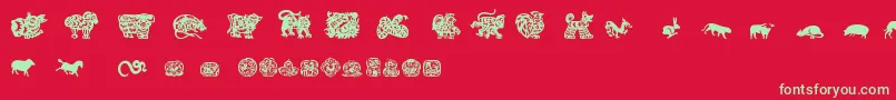 ChineseZodiacTfb Font – Green Fonts on Red Background