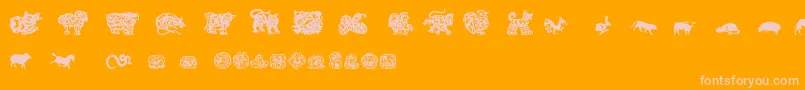 ChineseZodiacTfb Font – Pink Fonts on Orange Background