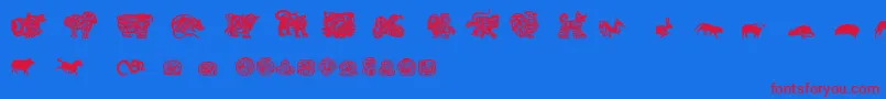 ChineseZodiacTfb Font – Red Fonts on Blue Background