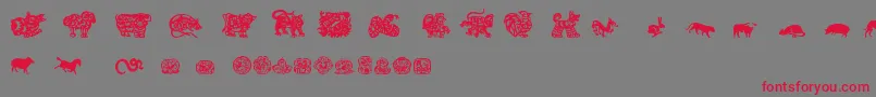 フォントChineseZodiacTfb – 赤い文字の灰色の背景