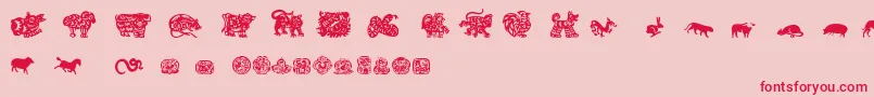 ChineseZodiacTfb Font – Red Fonts on Pink Background