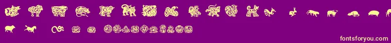 ChineseZodiacTfb Font – Yellow Fonts on Purple Background