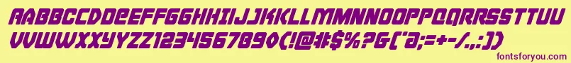 Cyborgroostersuperital Font – Purple Fonts on Yellow Background