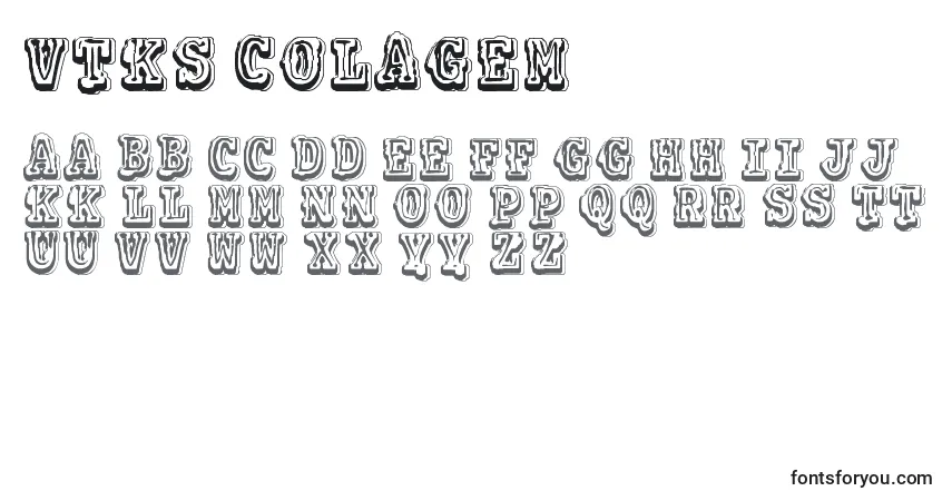 Schriftart Vtks Colagem – Alphabet, Zahlen, spezielle Symbole