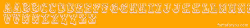 Vtks Colagem-Schriftart – Rosa Schriften auf orangefarbenem Hintergrund