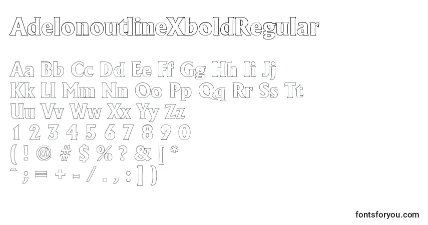 Czcionka AdelonoutlineXboldRegular – alfabet, cyfry, specjalne znaki