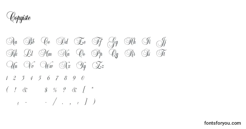Czcionka Copyistc – alfabet, cyfry, specjalne znaki