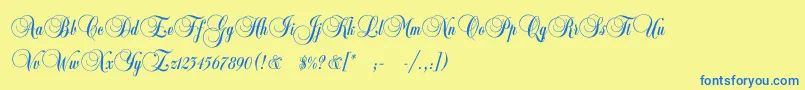 Copyistc-Schriftart – Blaue Schriften auf gelbem Hintergrund