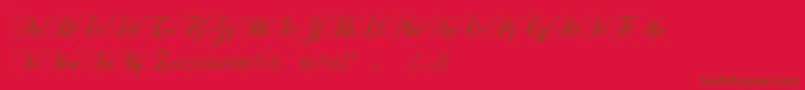 Copyistc-Schriftart – Braune Schriften auf rotem Hintergrund