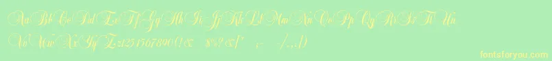 Copyistcフォントについての詳細 フォントCopyistc – 黄色の文字が緑の背景にあります