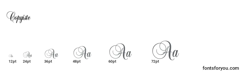 Copyistc Font Sizes