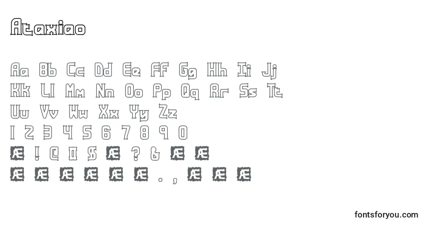 Czcionka Ataxiao – alfabet, cyfry, specjalne znaki