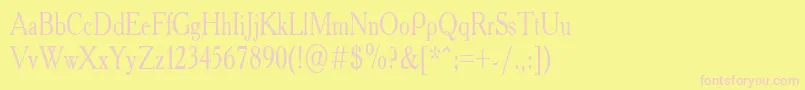 Academy75n Font – Pink Fonts on Yellow Background