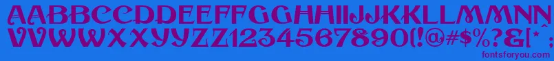 CoalTrainJl-Schriftart – Violette Schriften auf blauem Hintergrund