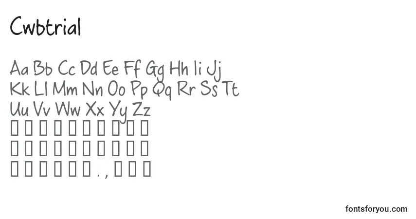 Шрифт Cwbtrial (84735) – алфавит, цифры, специальные символы