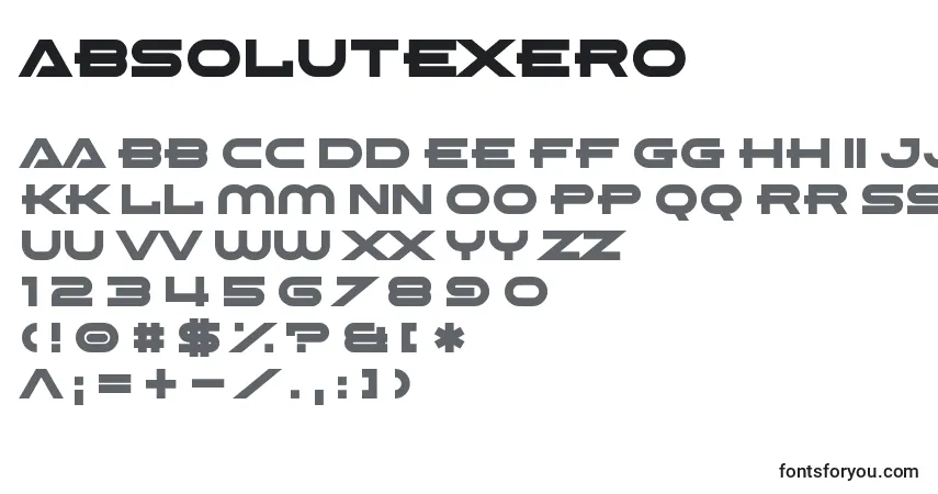 Schriftart AbsoluteXero – Alphabet, Zahlen, spezielle Symbole
