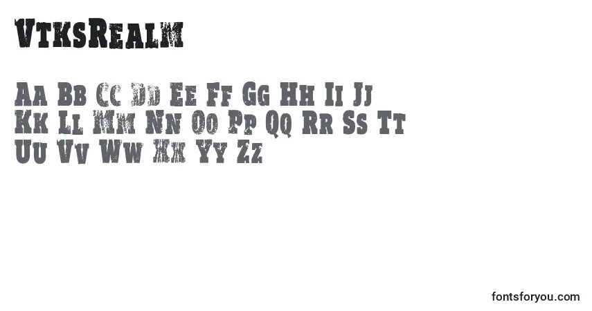 Czcionka VtksRealm – alfabet, cyfry, specjalne znaki