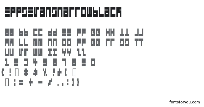 Czcionka EppsEvansNarrowBlack – alfabet, cyfry, specjalne znaki