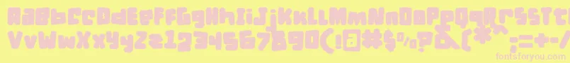 DPuntillasFTiptoesSquid-fontti – vaaleanpunaiset fontit keltaisella taustalla
