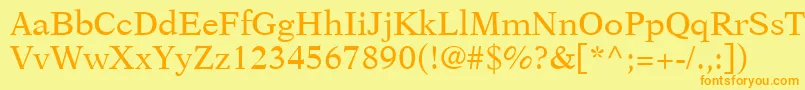 フォントOrchidSsi – オレンジの文字が黄色の背景にあります。