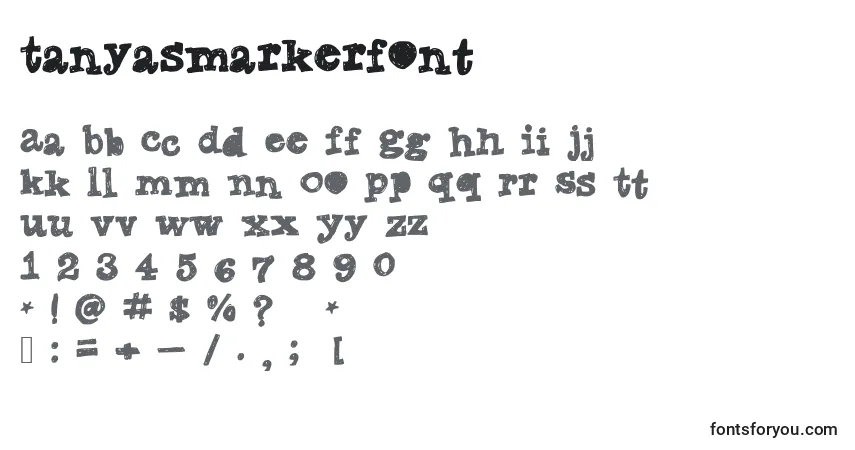 Czcionka Tanyasmarkerfont – alfabet, cyfry, specjalne znaki