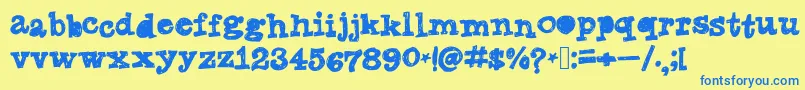 Tanyasmarkerfont Font – Blue Fonts on Yellow Background