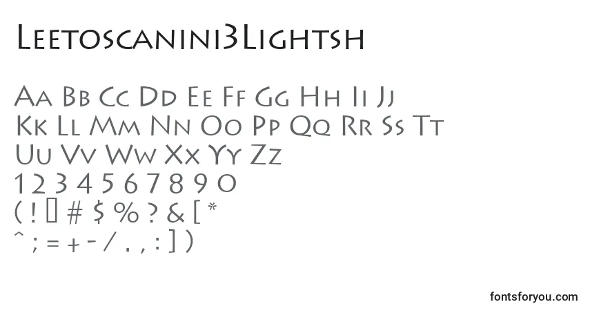 A fonte Leetoscanini3Lightsh – alfabeto, números, caracteres especiais