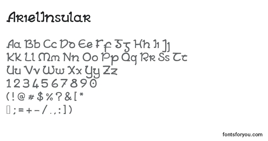 Fuente ArielInsular - alfabeto, números, caracteres especiales