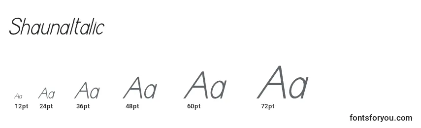 ShaunaItalic Font Sizes