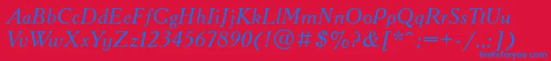 AcademytttItalic Font – Blue Fonts on Red Background