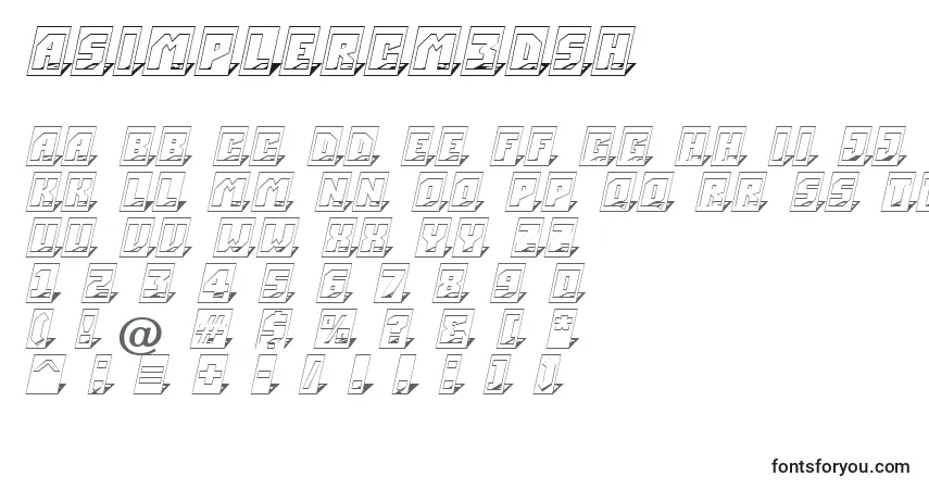 Czcionka ASimplercm3Dsh – alfabet, cyfry, specjalne znaki