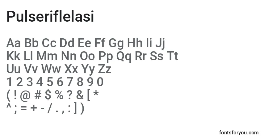 Czcionka Pulseriflelasi – alfabet, cyfry, specjalne znaki