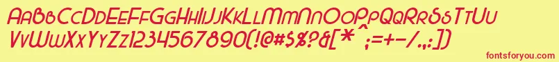 MajelItalic-fontti – punaiset fontit keltaisella taustalla
