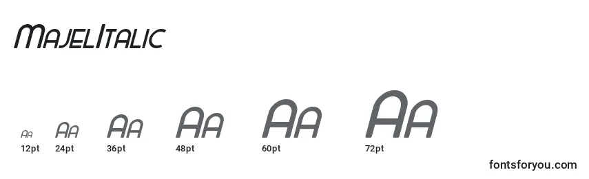 Размеры шрифта MajelItalic