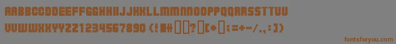 フォントBallsoontherampage – 茶色の文字が灰色の背景にあります。
