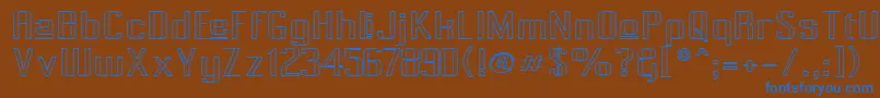 PecotUpperOutline-Schriftart – Blaue Schriften auf braunem Hintergrund