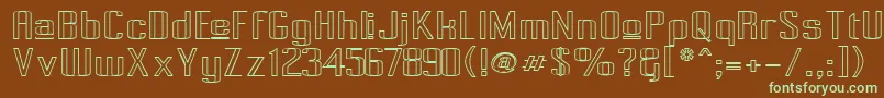 PecotUpperOutline-fontti – vihreät fontit ruskealla taustalla