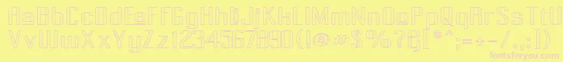PecotUpperOutline-fontti – vaaleanpunaiset fontit keltaisella taustalla