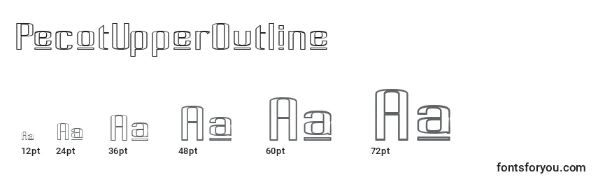 PecotUpperOutline Font Sizes