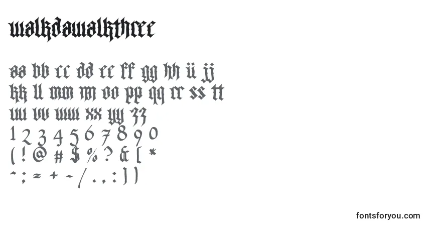 Schriftart Walkdawalkthree – Alphabet, Zahlen, spezielle Symbole
