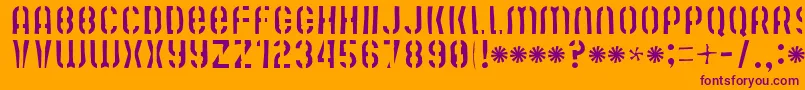 Mute Fruit Skimpy Krash-Schriftart – Violette Schriften auf orangefarbenem Hintergrund