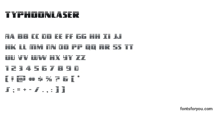 Schriftart Typhoonlaser – Alphabet, Zahlen, spezielle Symbole