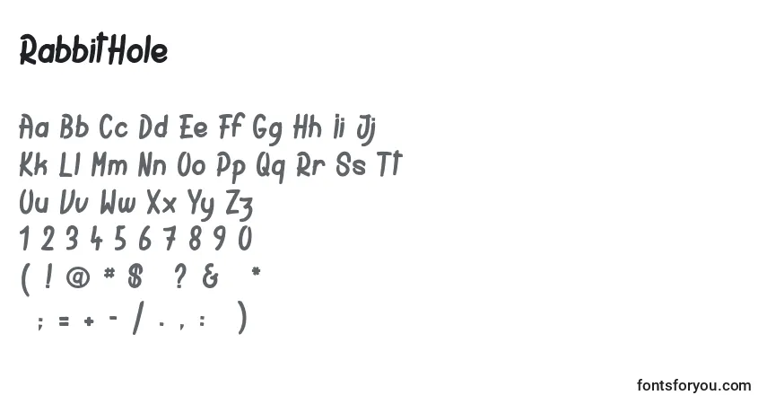 Fuente RabbitHole - alfabeto, números, caracteres especiales