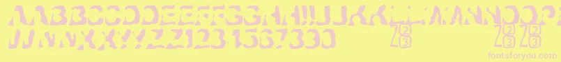 Zone23Ayahuasca-fontti – vaaleanpunaiset fontit keltaisella taustalla